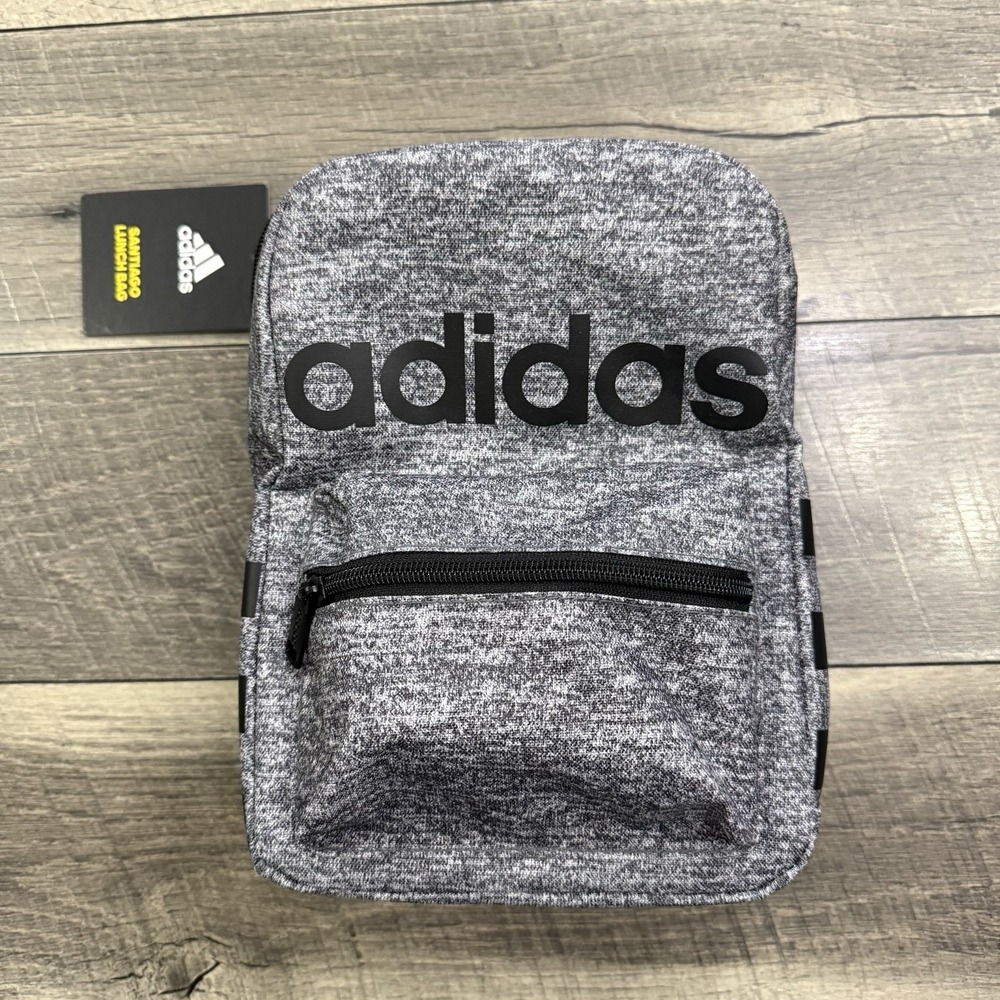Adidas Santiago Insulated Lunch Bag Cooler Top Handle Jersey Onyx Grey Black NWT